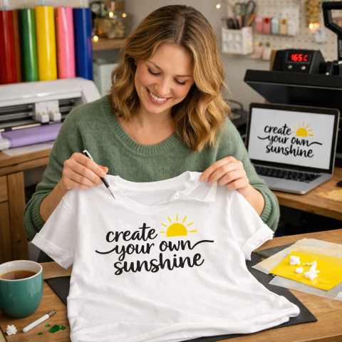 T-shirt ontwerp in creatieve werkruimte